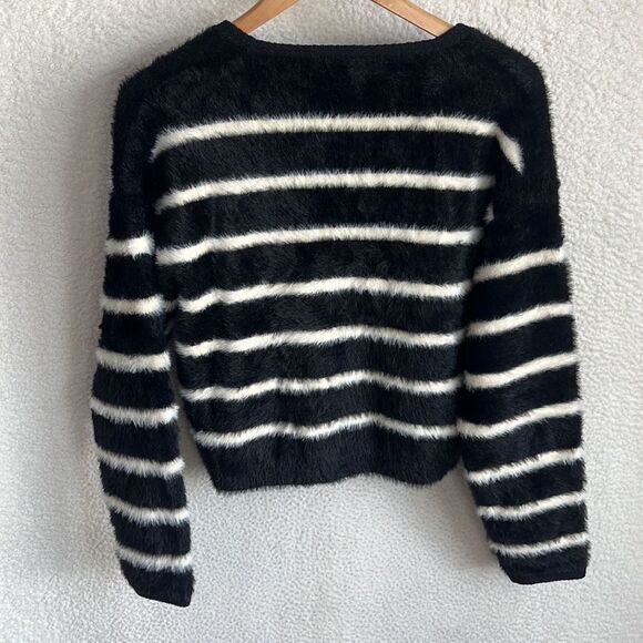 J.Crew XS Sweater Lady Jacket in Striped Brushed Yarn Black Warm Sesame - Picture 10 of 14